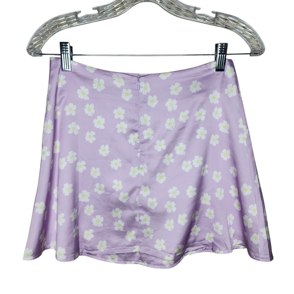 Princess Polly Silky Lilac Olton Floral Print Satin Mini Skirt Women Size 4 - Picture 4 of 8